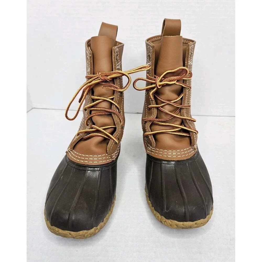 LL Bean Men's Duck Boots Made In USA Brown Size 6 Medium, 6 Eyelet - Picture 2 of 10